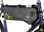 Apidura Expedition Tall Frame Pack - 6.5L - Mounted to bike - Front/side view