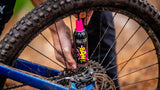 Muc-Off BAM! Instant Puncture Repair being used to inflate a tyre